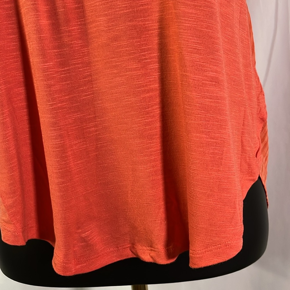 NWT Anthropologie Deletta Orange Gingham Mixed Media High Low Top - Picture 8 of 16